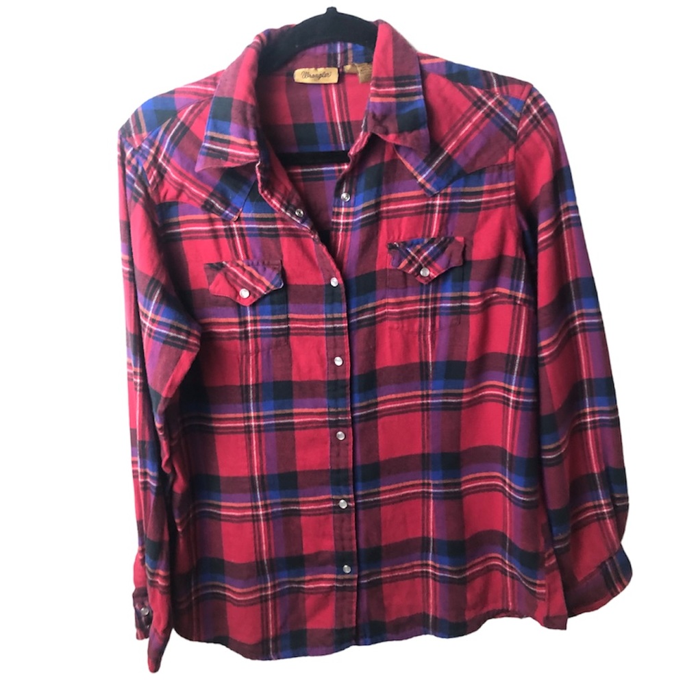 Wrangler Shirt Plaid Flannel Size Large GUC - Picture 1 of 3